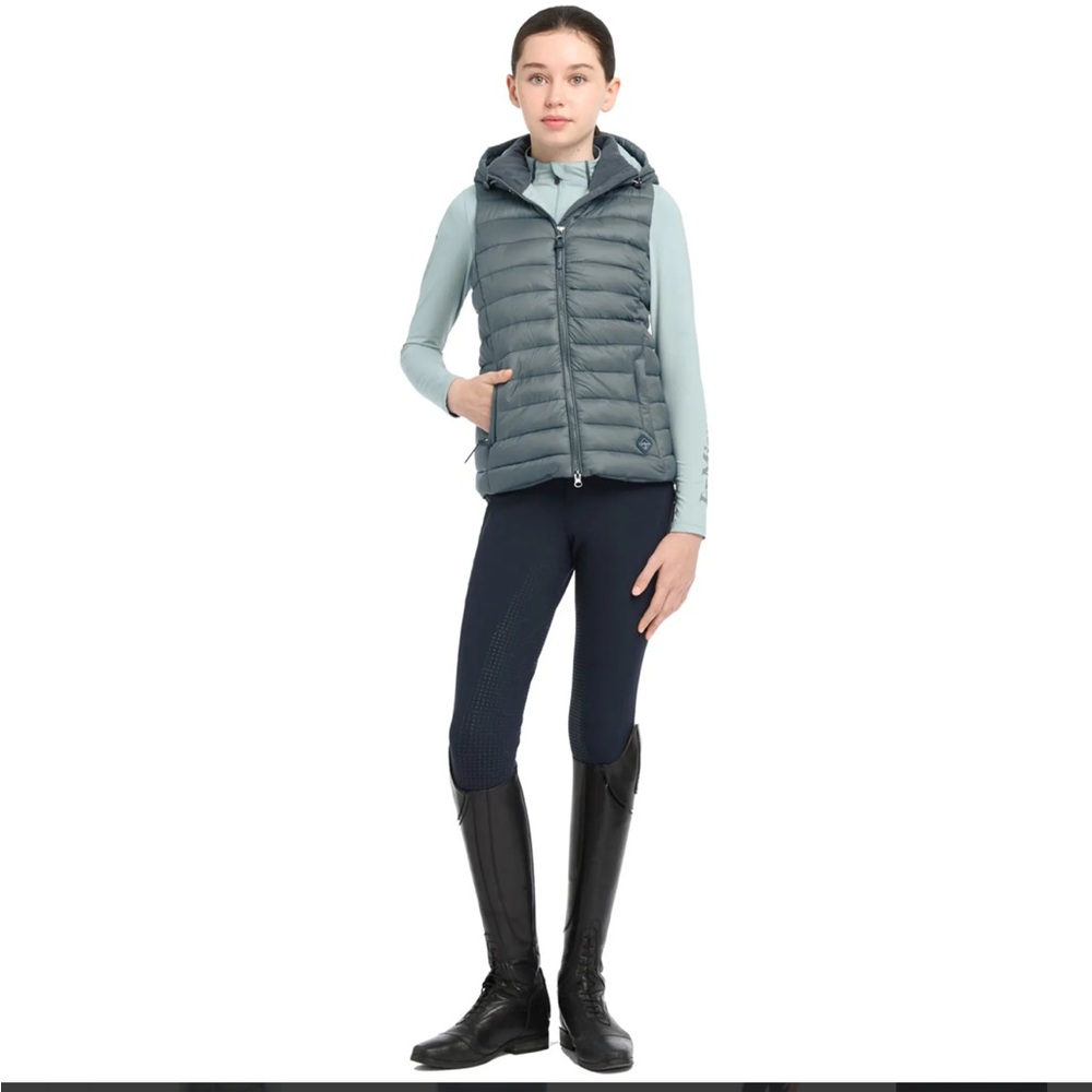 Le Mieux Youth size 9-10 Quilted Hooded Vest - Petrol
